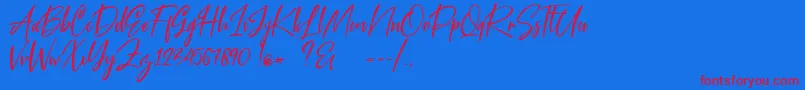 Blue Pen Font – Red Fonts on Blue Background