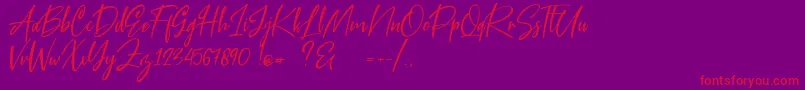 Blue Pen Font – Red Fonts on Purple Background