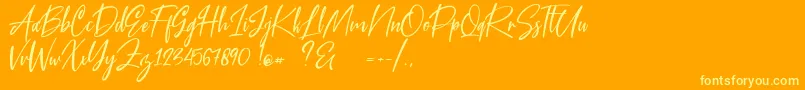 Blue Pen Font – Yellow Fonts on Orange Background