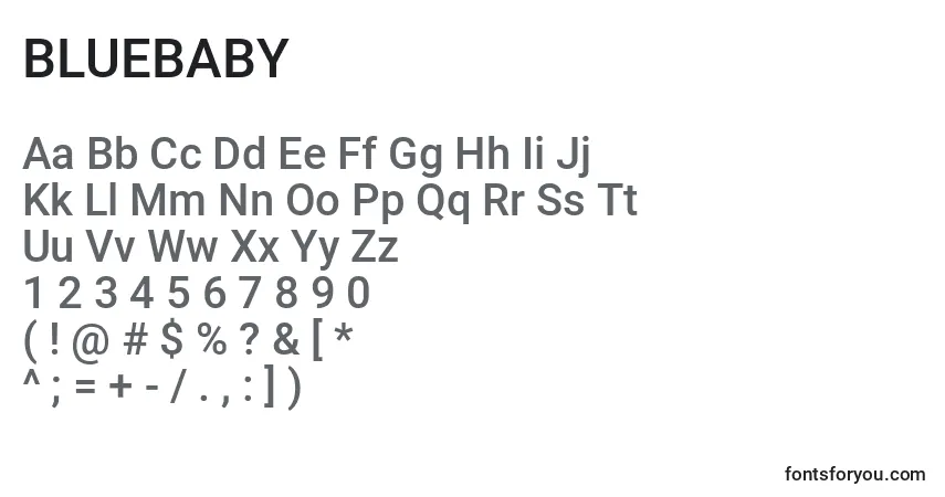Czcionka BLUEBABY (121686) – alfabet, cyfry, specjalne znaki