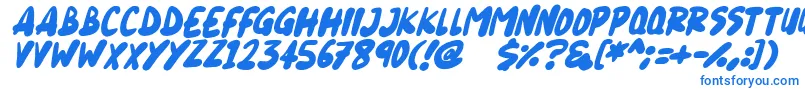 Czcionka Blueberry Italic – niebieskie czcionki na białym tle