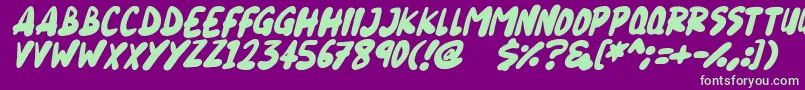 フォントBlueberry Italic – 紫の背景に緑のフォント
