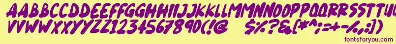Blueberry Italic-fontti – violetit fontit keltaisella taustalla