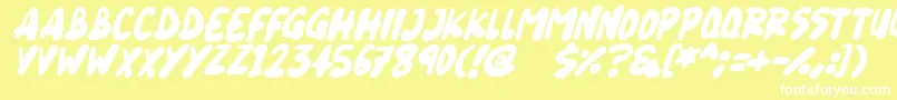 Blueberry Italic-fontti – valkoiset fontit keltaisella taustalla