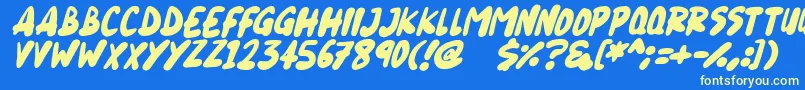 Blueberry Italic-Schriftart – Gelbe Schriften auf blauem Hintergrund