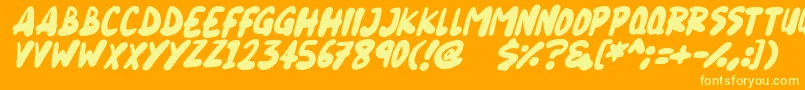 フォントBlueberry Italic – オレンジの背景に黄色の文字