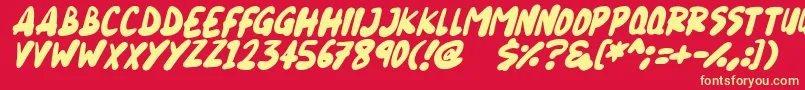 Blueberry Italic-fontti – keltaiset fontit punaisella taustalla
