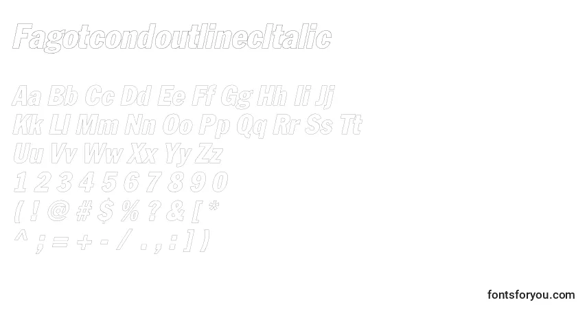 FagotcondoutlinecItalicフォント–アルファベット、数字、特殊文字