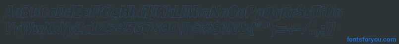 Fonte FagotcondoutlinecItalic – fontes azuis em um fundo preto