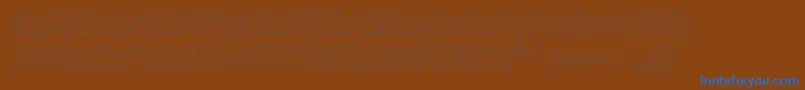 FagotcondoutlinecItalic-Schriftart – Blaue Schriften auf braunem Hintergrund