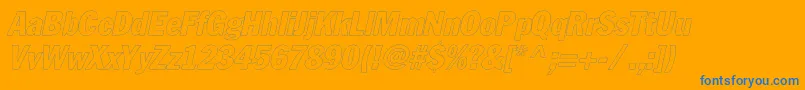 Weitere Informationen zur FagotcondoutlinecItalic-Schriftart FagotcondoutlinecItalic-Schriftart – Blaue Schriften auf orangefarbenem Hintergrund