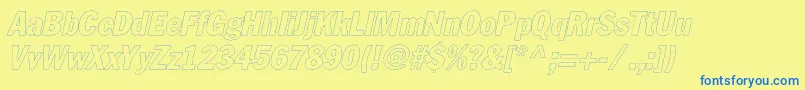 Fonte FagotcondoutlinecItalic – fontes azuis em um fundo amarelo