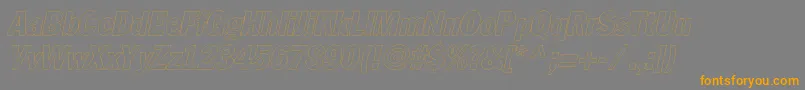 FagotcondoutlinecItalic-Schriftart – Orangefarbene Schriften auf grauem Hintergrund