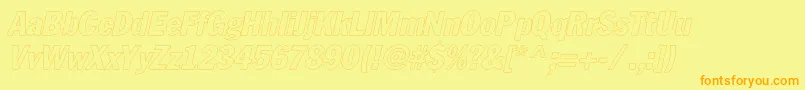 FagotcondoutlinecItalic-Schriftart – Orangefarbene Schriften auf gelbem Hintergrund