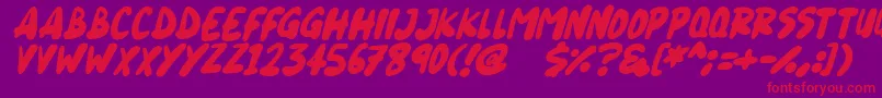 Blueberry Italic Font – Red Fonts on Purple Background