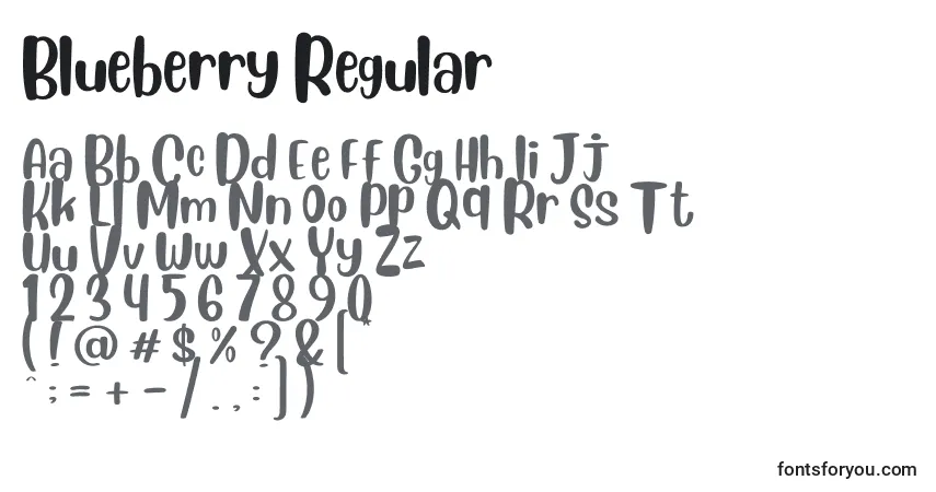 A fonte Blueberry Regular – alfabeto, números, caracteres especiais
