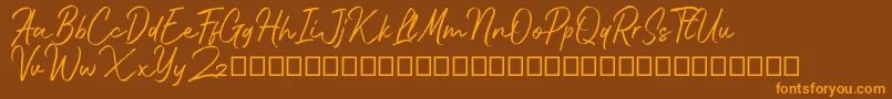 Bluehill-Schriftart – Orangefarbene Schriften auf braunem Hintergrund