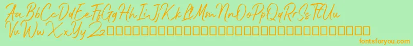 Bluehill-Schriftart – Orangefarbene Schriften auf grünem Hintergrund