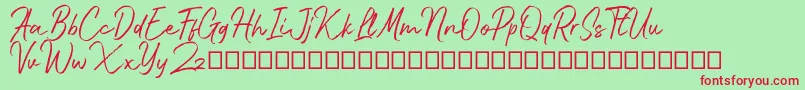 Bluehill-Schriftart – Rote Schriften auf grünem Hintergrund