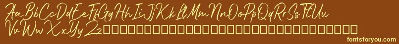 Bluehill-Schriftart – Gelbe Schriften auf braunem Hintergrund