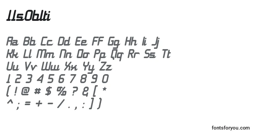 A fonte 11s0blti – alfabeto, números, caracteres especiais