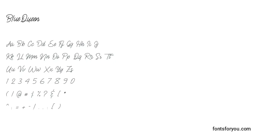 Czcionka BlueQueen – alfabet, cyfry, specjalne znaki