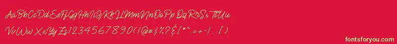 BlueQueen Font – Yellow Fonts on Red Background