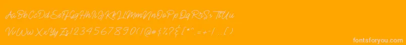 BlueQueen-Schriftart – Rosa Schriften auf orangefarbenem Hintergrund