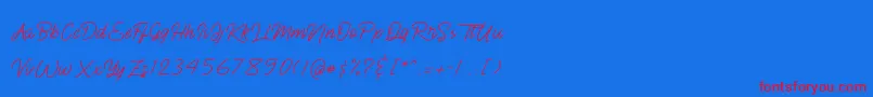 BlueQueen-Schriftart – Rote Schriften auf blauem Hintergrund