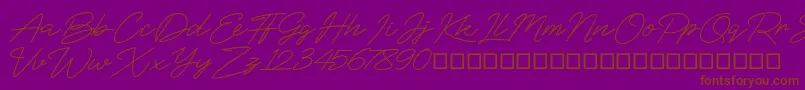 BlueSign-Schriftart – Braune Schriften auf violettem Hintergrund