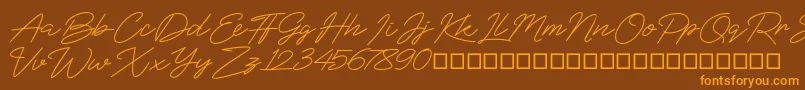 BlueSign Font – Orange Fonts on Brown Background