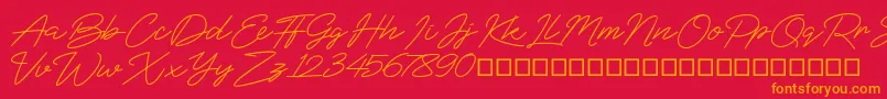 BlueSign Font – Orange Fonts on Red Background