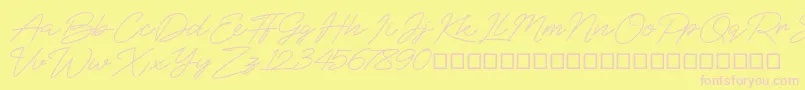 BlueSign-fontti – vaaleanpunaiset fontit keltaisella taustalla