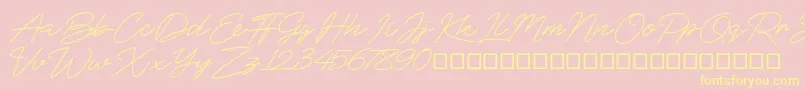 BlueSign-Schriftart – Gelbe Schriften auf rosa Hintergrund