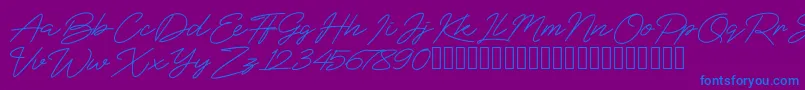 BlueSign-Schriftart – Blaue Schriften auf violettem Hintergrund