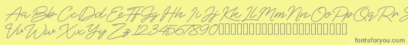 BlueSign-Schriftart – Graue Schriften auf gelbem Hintergrund