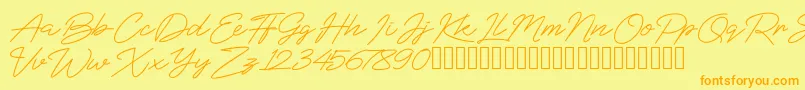 BlueSign Font – Orange Fonts on Yellow Background