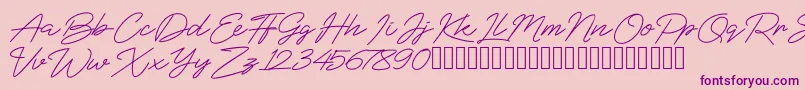BlueSign-Schriftart – Violette Schriften auf rosa Hintergrund