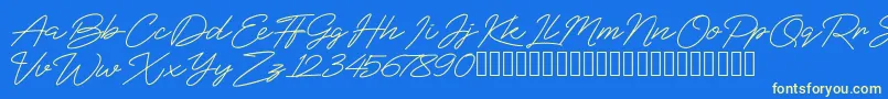 BlueSign-Schriftart – Gelbe Schriften auf blauem Hintergrund