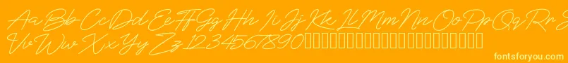 BlueSign-fontti – keltaiset fontit oranssilla taustalla