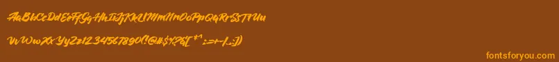 BlueSilky-Schriftart – Orangefarbene Schriften auf braunem Hintergrund