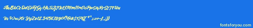 BlueSilky-Schriftart – Gelbe Schriften auf blauem Hintergrund