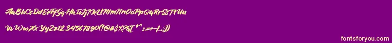 BlueSilky Font – Yellow Fonts on Purple Background