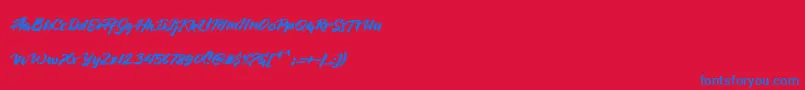 フォントBlueSilky – 赤い背景に青い文字