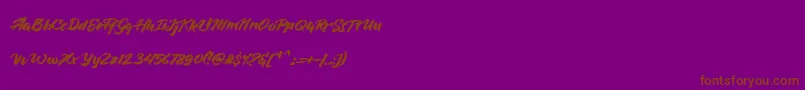 フォントBlueSilky – 紫色の背景に茶色のフォント