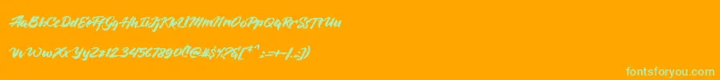 BlueSilky Font – Green Fonts on Orange Background