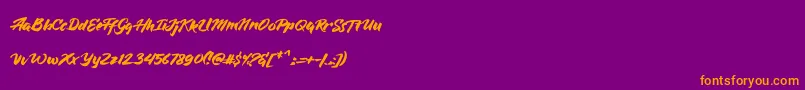 BlueSilky Font – Orange Fonts on Purple Background