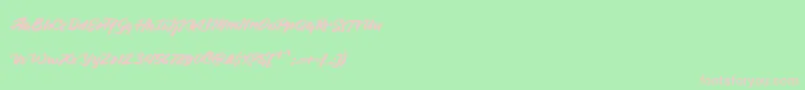 フォントBlueSilky – 緑の背景にピンクのフォント