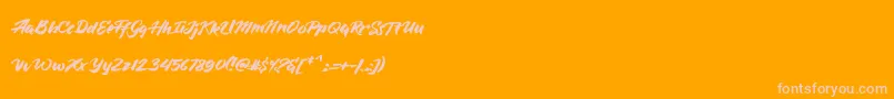 BlueSilky-fontti – vaaleanpunaiset fontit oranssilla taustalla