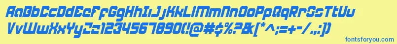 WeaponeerCondensedItalic Font – Blue Fonts on Yellow Background